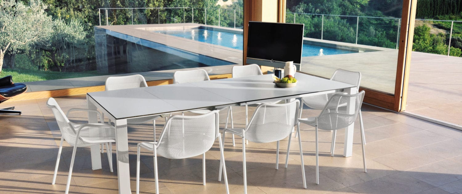Chaise repas emplable acier Round