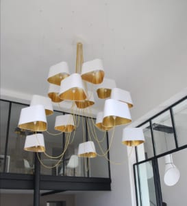 Lustre 15 Grand Nuage Blanc laqué or OFF 1