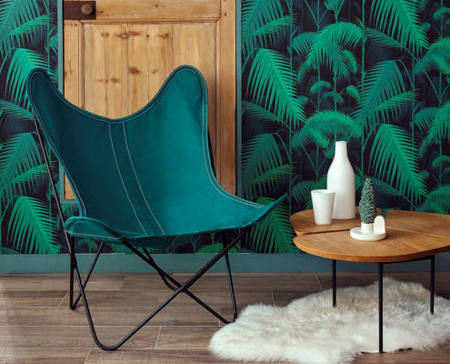 fauteuil AA et table Miss trèfle chêne