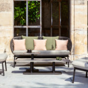 VincentSheppard_KodoLoungeChairKodoLoungeSofaKodoCocoonKodoCoffeeTableSlateMorrocanBrown_CushElenaAlmond_MatchaGreen_Pea