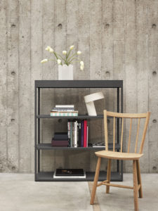 New Order Combination 303 charcoal_Slant white_Arcs Vase white_J41 oiled oak