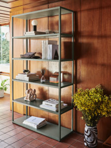 New Order Shelving System army green_Splash Vase Roll Neck coffee and white