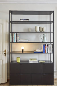 New Order Shelving System charcoal_Watering Can light grey_Turn On black_Ellipse Tray S light yellow