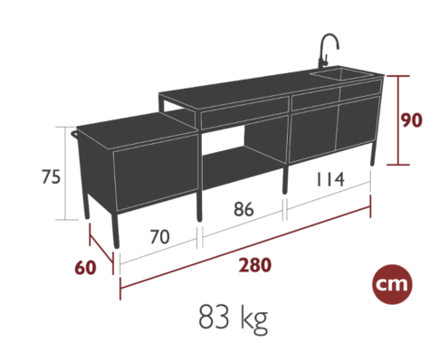 dimensions cuisine fermob Goosto la généreuse