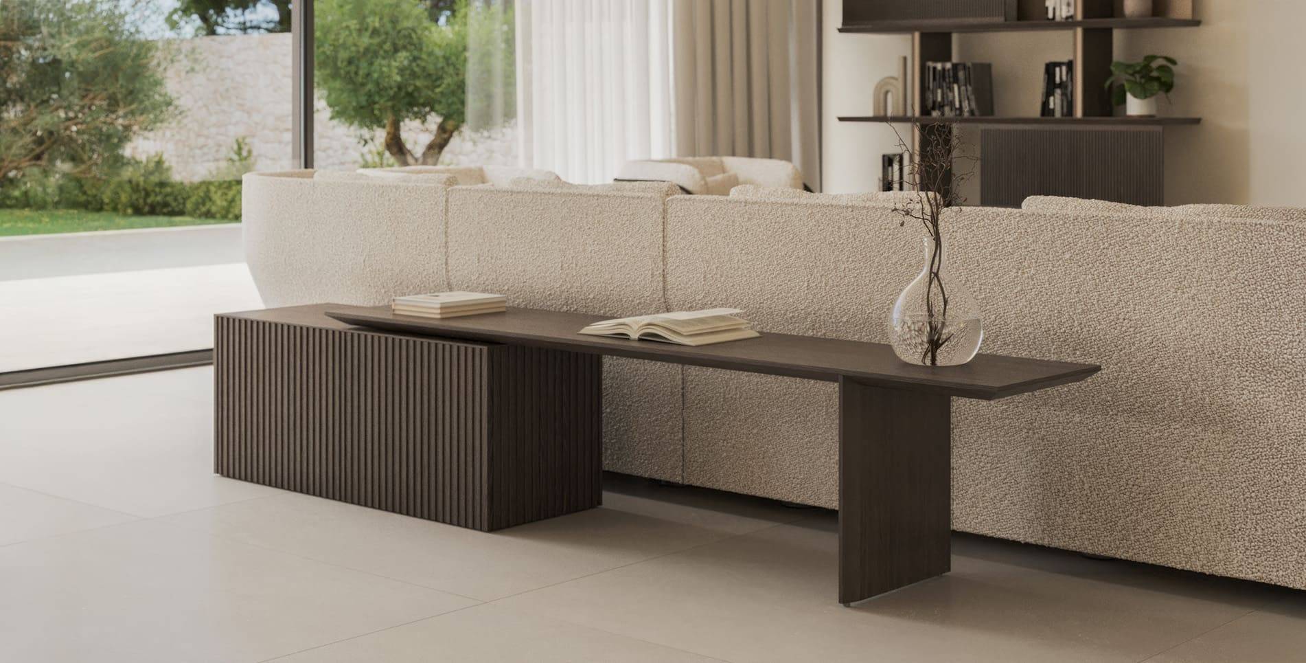 dos de canapé avec meuble Velasca en bois