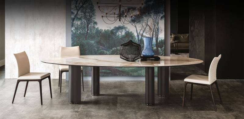 table ovale plateau céramique 