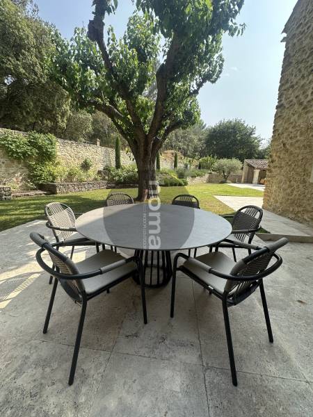 table extérieure ronde pour 6 personnes 