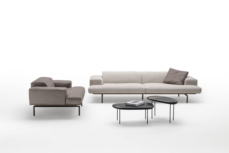 Canapé en tissu et fauteuil en cuir Sumo 