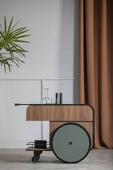 Chariot bar avec porte verres